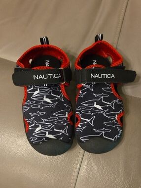Nautica Kids Navy Shark Water Shoes with Red Accents
